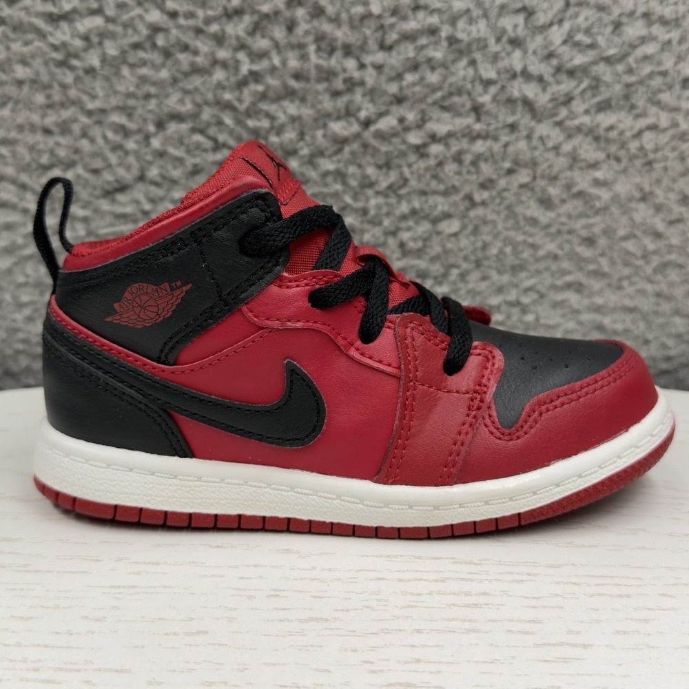 Nike Jordan 1 Mid Reverse Bred Red Black White 640735-660 Basketball Shoes 9C